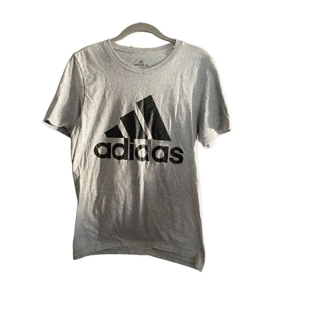 Adidas unisex, gray and black, short sleeve T-shirt, size small 